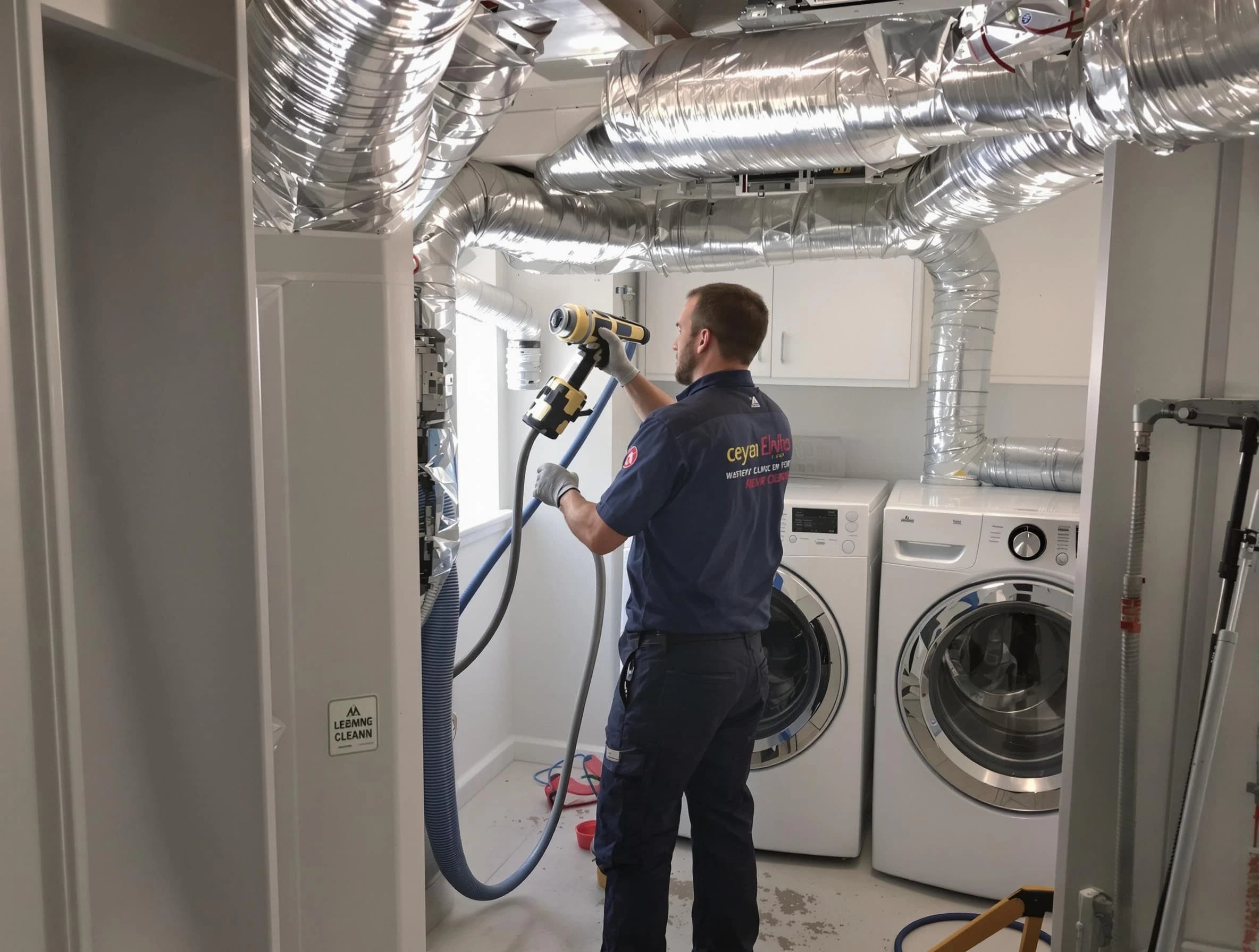 Peachtree City Dryer Vent Cleaning specialist using advanced equipment for thorough duct cleaning in Peachtree City