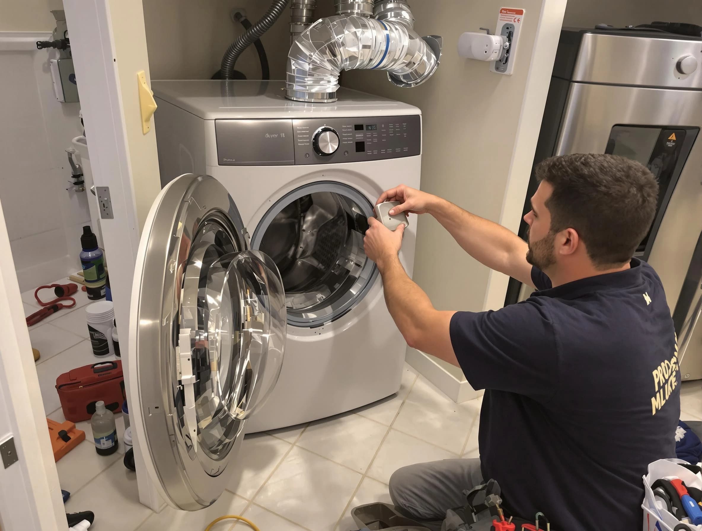 Peachtree City Dryer Vent Cleaning technician performing precise dryer vent hose installation in Peachtree City