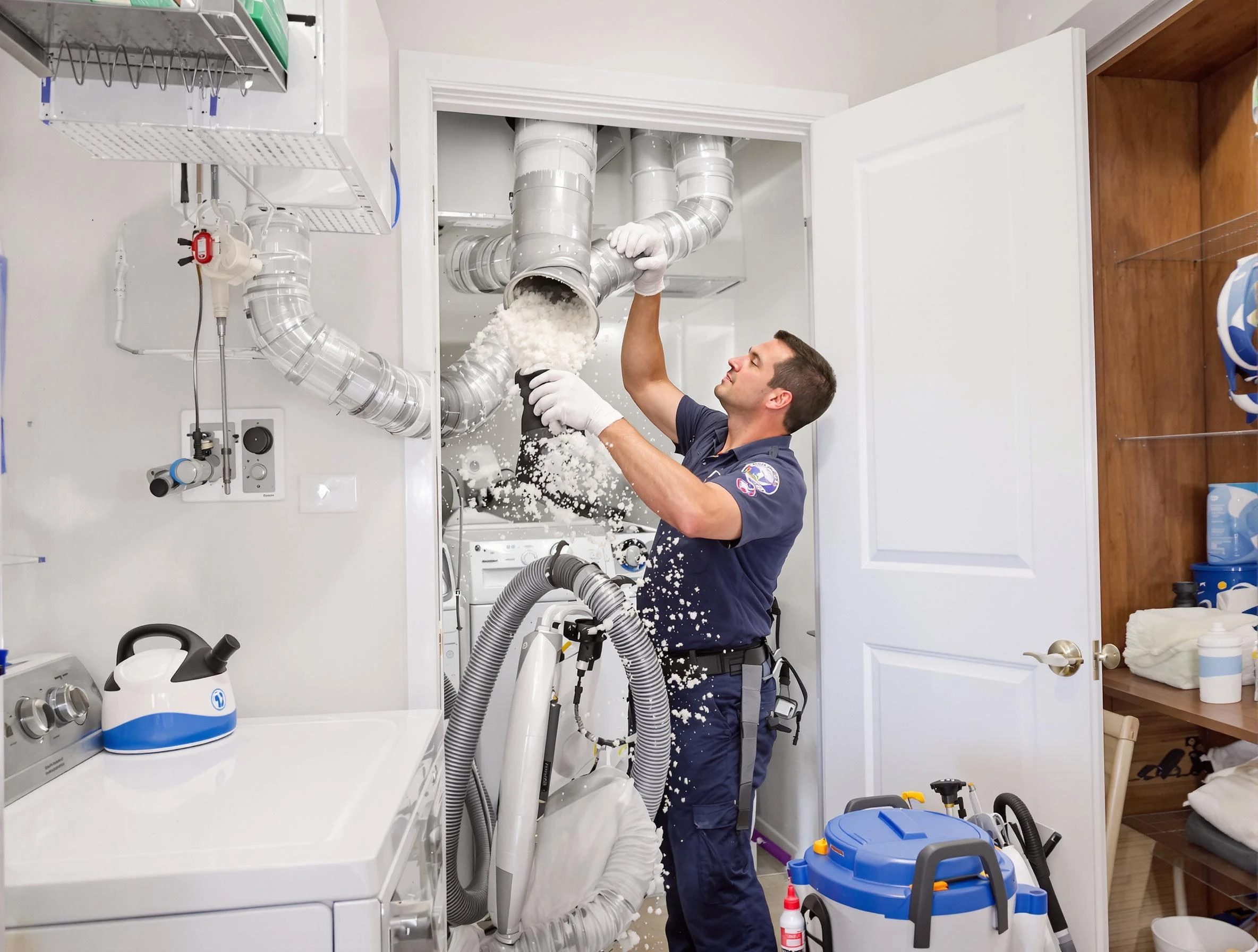 Peachtree City Dryer Vent Cleaning technician delivering thorough residential dryer vent cleaning service in Peachtree City